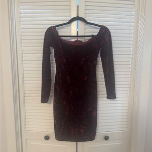 2bella Elegant Velvet Burgundy Dress